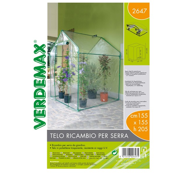 Telo di Ricambio per Serra a Casetta Clematis Verdemax - 155x155x205 cm - 2647 (