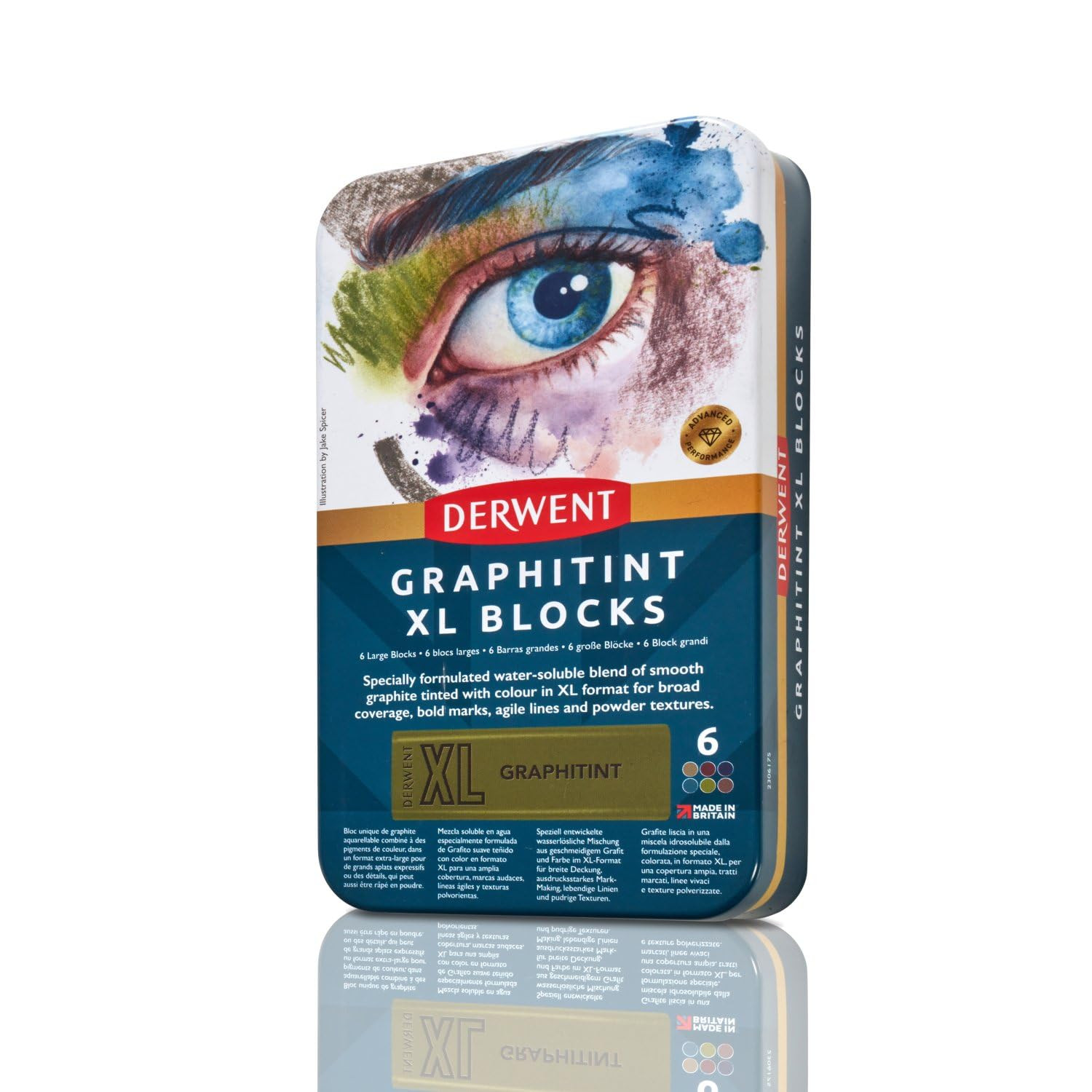 Derwent Graphitint Set di 6 Blocchi di Colore XL da 60 mm, Solubili in (I4m)