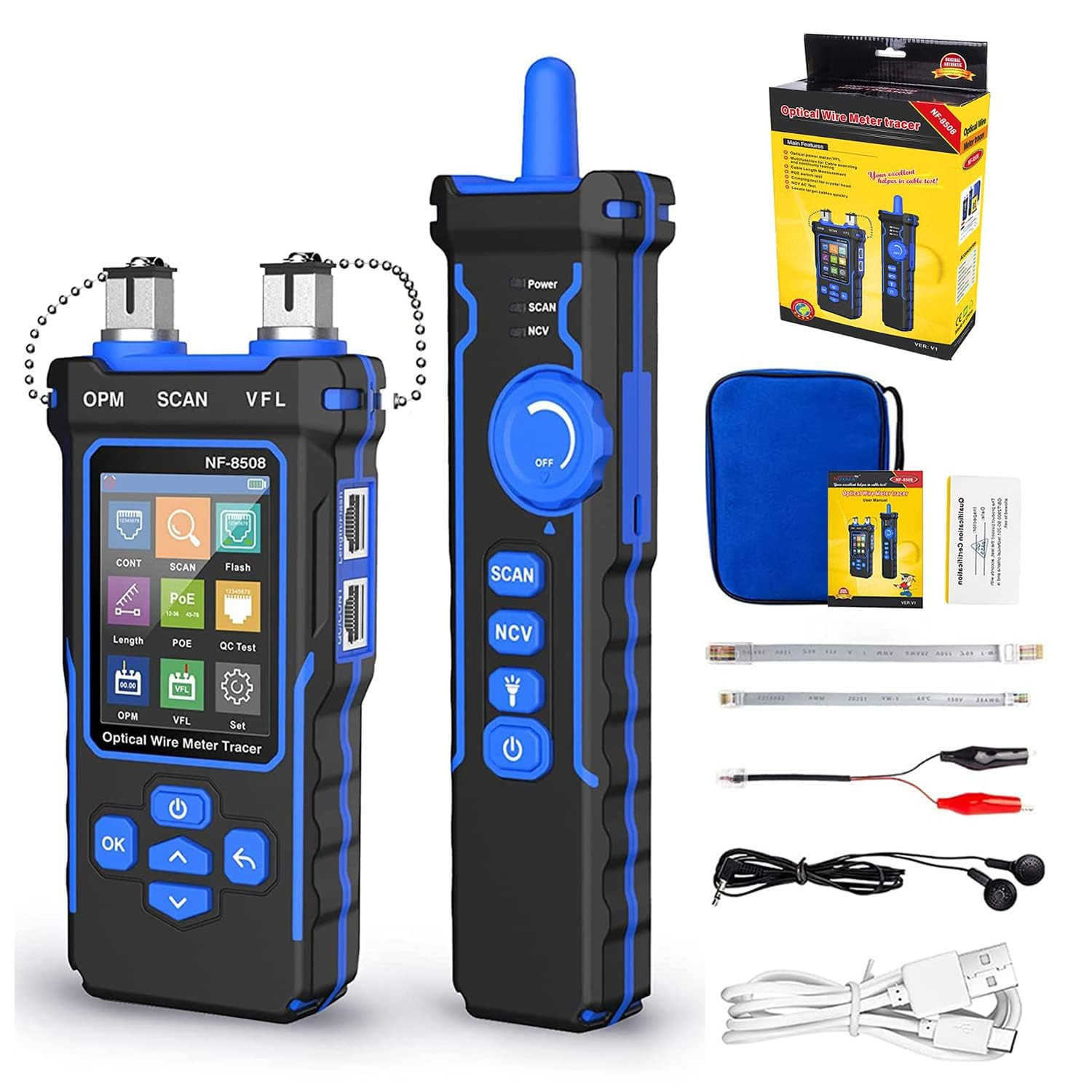 NOYAFA NF-8508 Tester cavo di rete con misuratore di potenza ottico, VFL (g4Z)