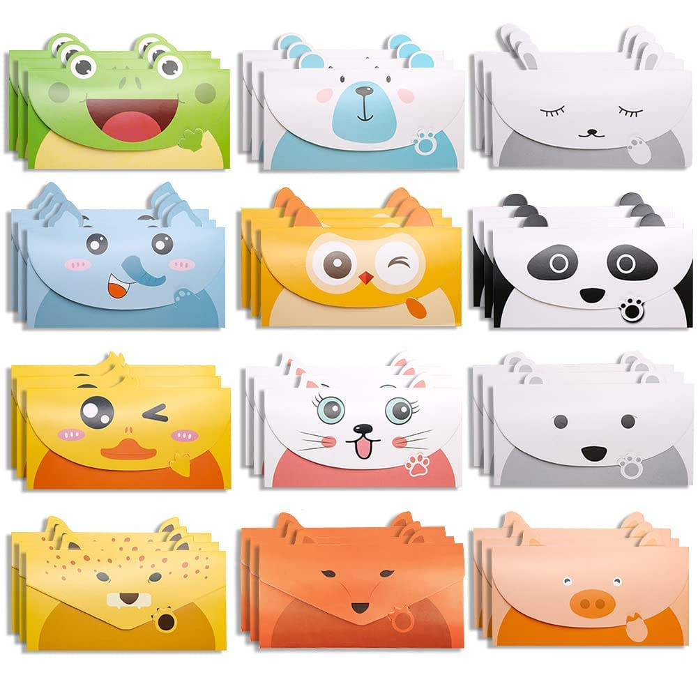 Geluode 36 PZ Animali Biglietto Auguri,Inviti Battesimo Compleanno,Carte (J2h)