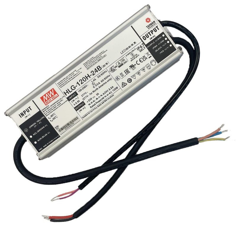 MW MEAN WELL HLG-120H-24B Alimentatore Led Driver CC CV Dimmerabile 120W 24V 5A