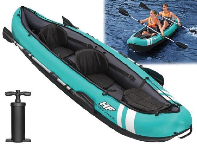 KAYAK GONFIABILE 2 PERSONE VENTURA PRO BESTWAY 330X94 cm -65052 + PAGAIA, POMPA,