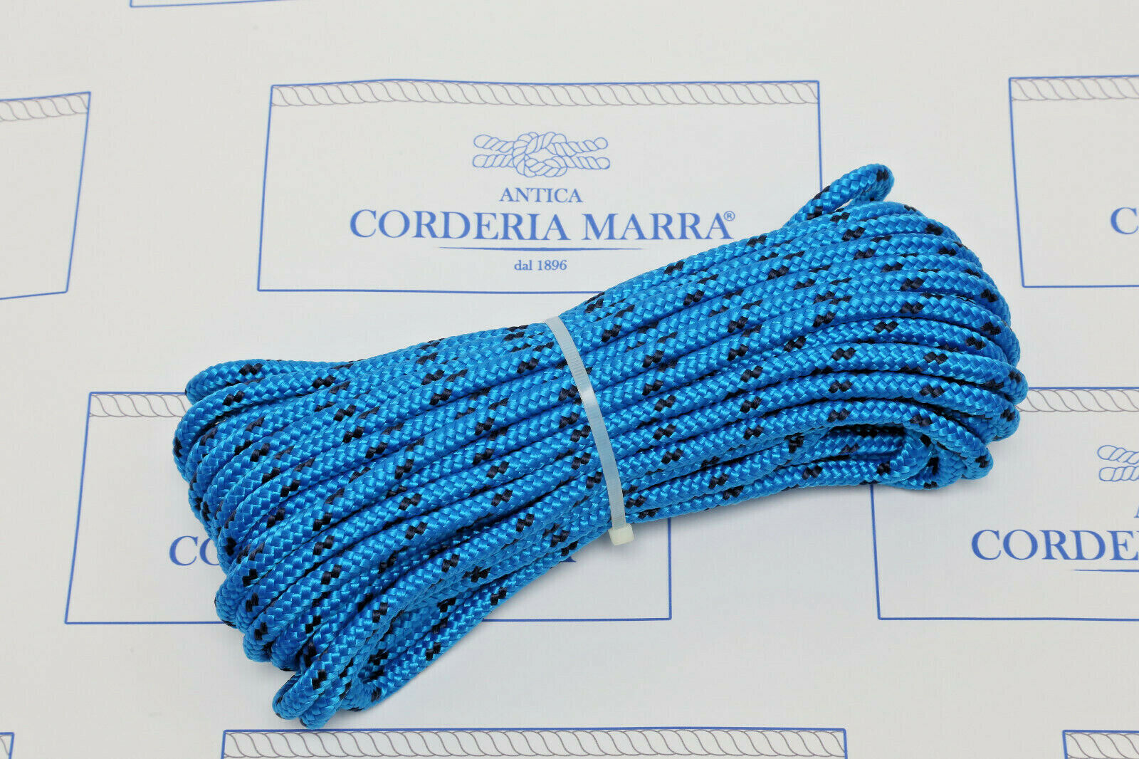 Corda Nautica in PP,mm 8-20 m,azzurro/spia Blu Navy-Antica Corderia Marra ®1896