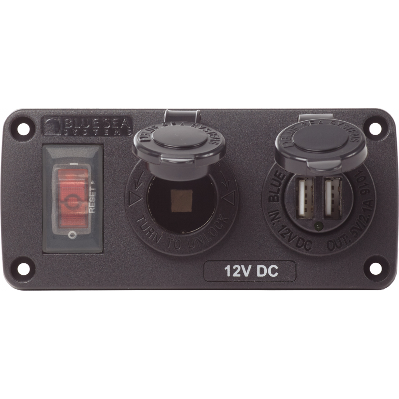 Blue Sea Pannello 12 Volt  Presa Usb Interruttore 4363-BSS