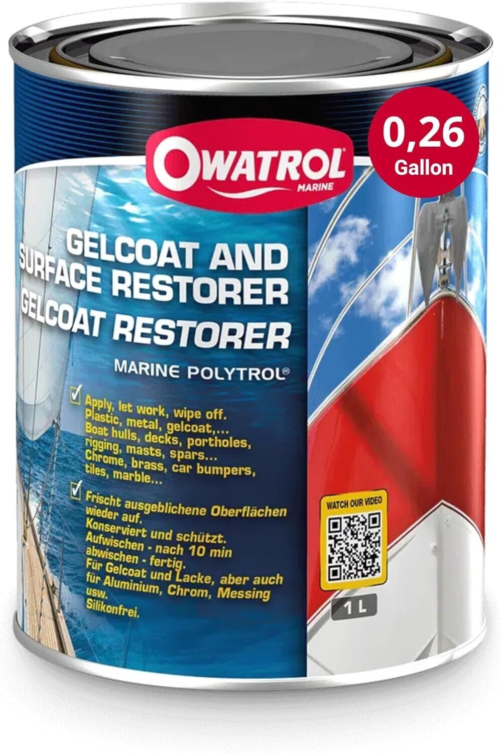 OWATROL POLYTROL LT. 1 - RAVVIVANTE RINNOVATORE PER GEL COAT BARCHE - NAUTICA