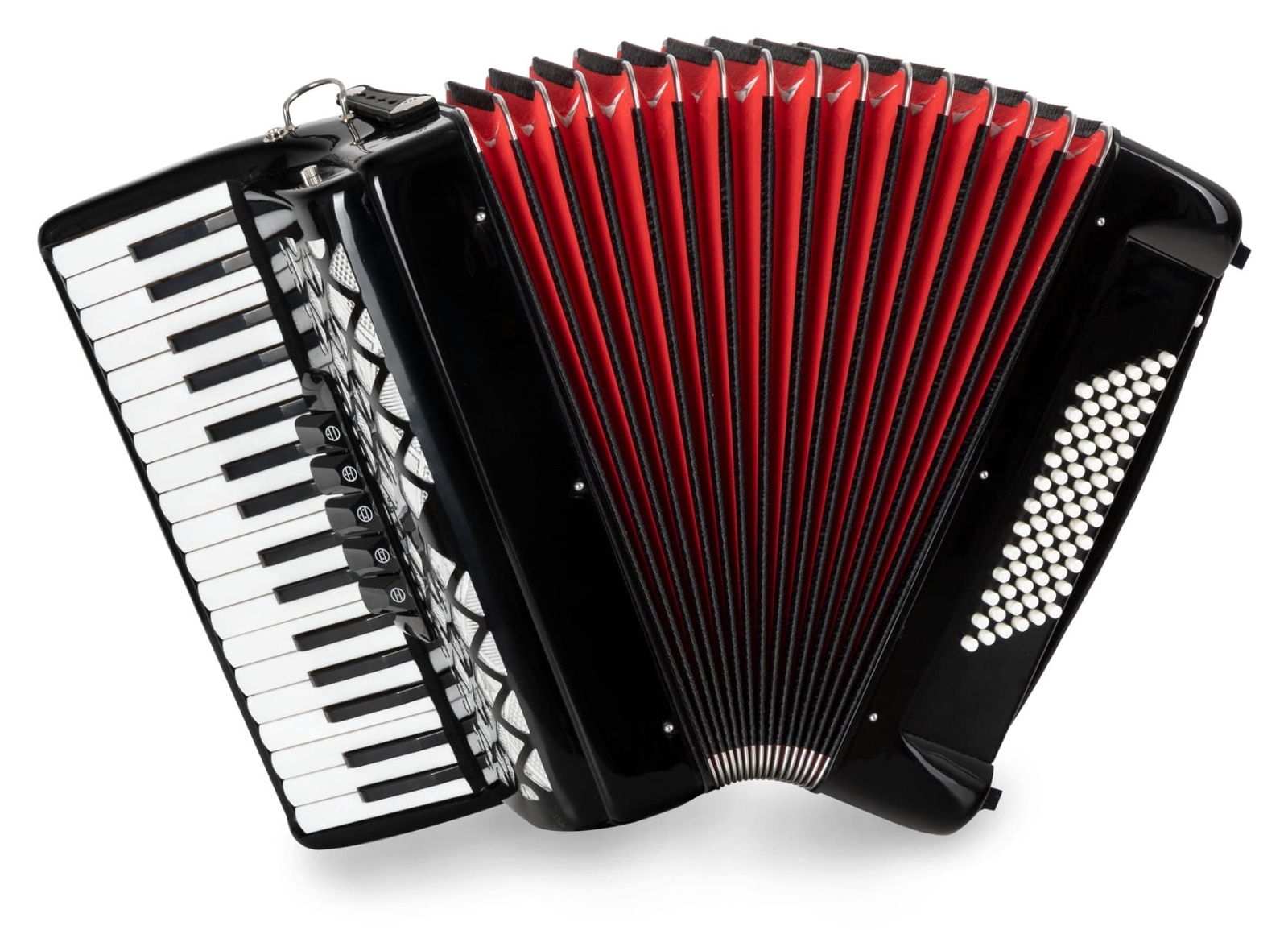 Fisarmonica 72 Bassi 34 Tasti Organetto Piano 5 Registri Set Cinghie Borsa Nero