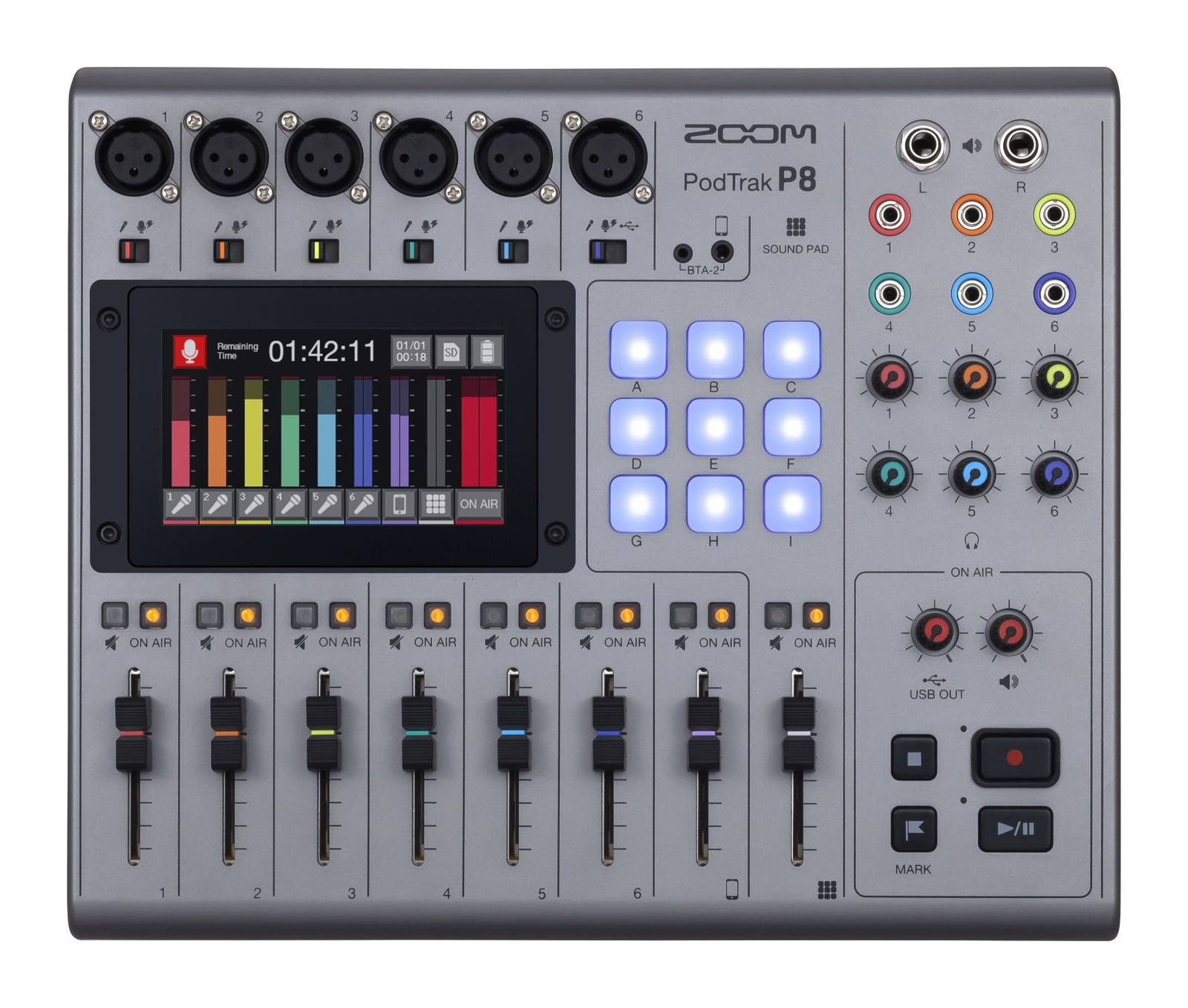ZOOM PodTrak P8 Mixer Registratore Per Produzione PODCAST 8 CANALI Portatile USB