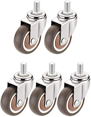 CLQya Castors 5 Times; Ruote per sedie da ufficio M10 Filetto in gomma (r0z)