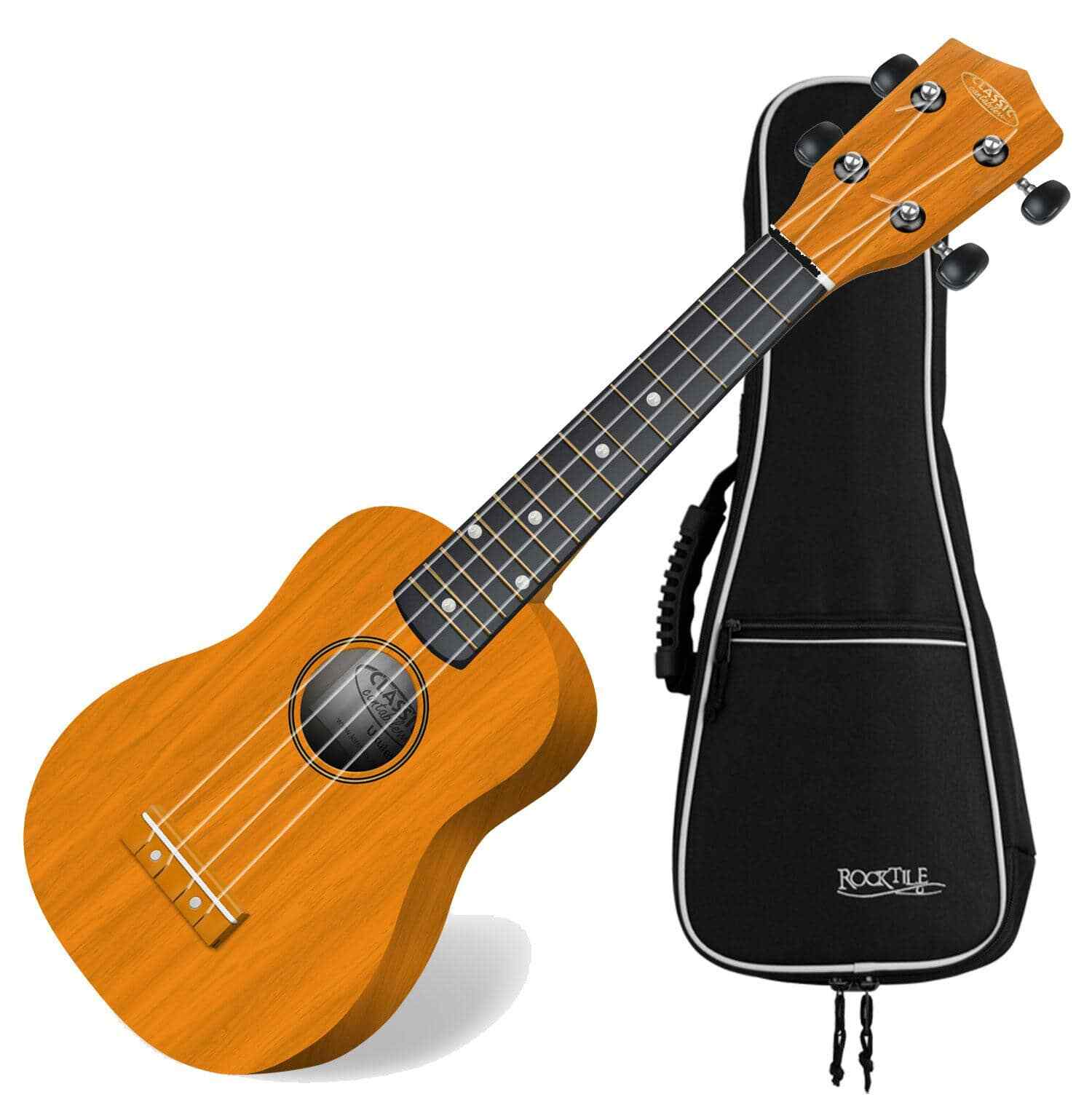 Ukulele Chitarra Hawaii Uke Soprano Acustica Uku Legno 4 Corda Custodia Marrone