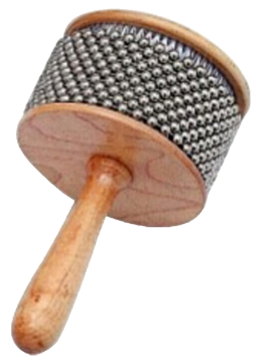 Cabasa Legno Naturale Afuche Cerchio Zigrinato e Perline Metallo Percussione