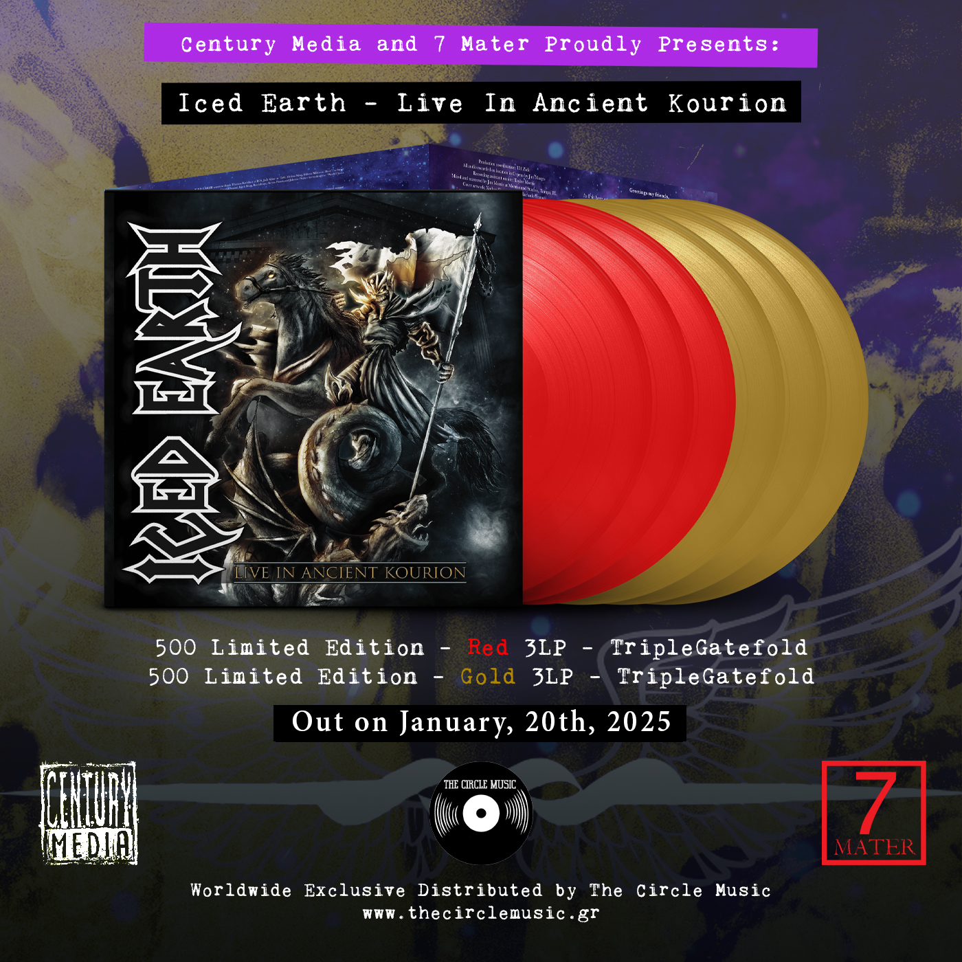 ICED EARTH -Live In Ancient Kourion - 3  LP  COLORED RED 500 COPIES