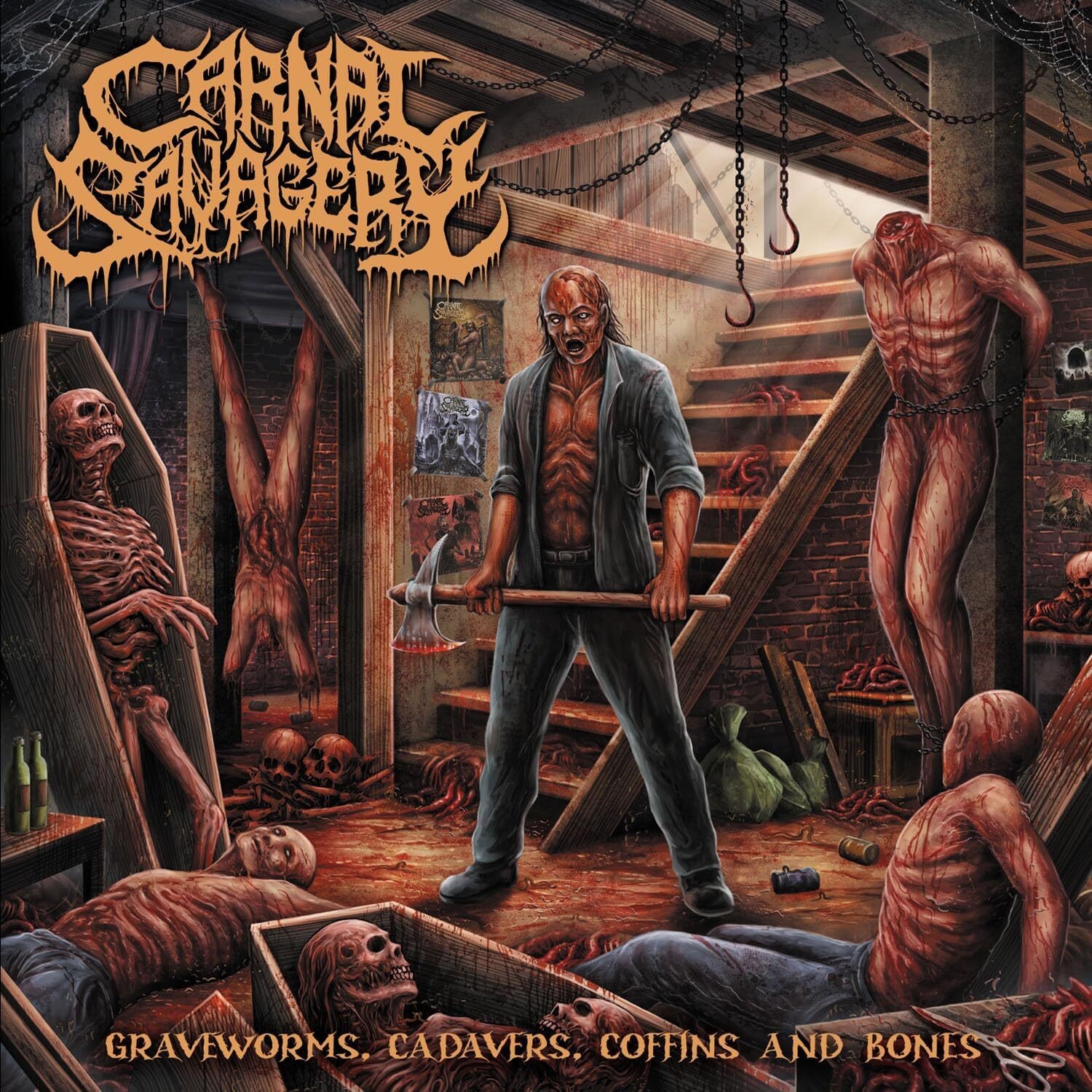Carnal Savagery Graveworms, Cadavers, Coffins and Bones (CD) Album