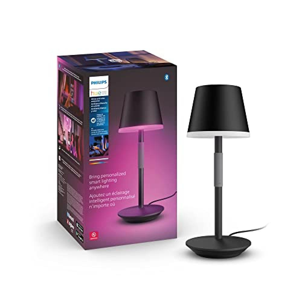 Philips Hue White and Color Ambiance Lampada da Tavolo Hue Go Portable, Luce Bia