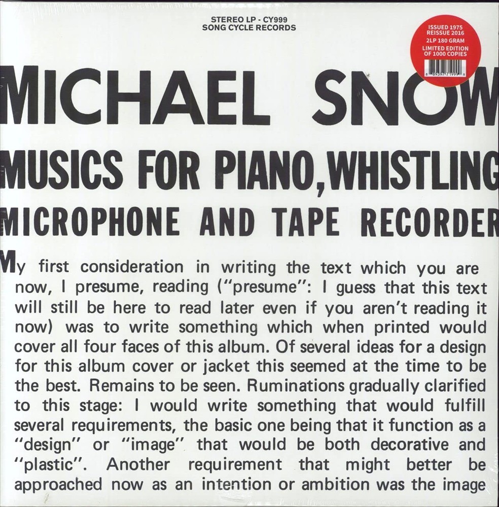 Music For Piano, Whistling, Microphone And Tape Recorder - Mich... (Vinile)
