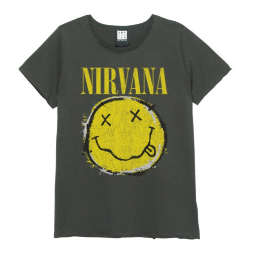 NIRVANA WORN OUT SMILEY AMPLIFIED VINTAGE M CHARCOAL