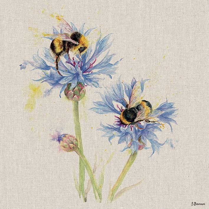 Gadget - Jane Bannon: Bees On Cornflowers (Stampa Su Tela 30X30 Cm) Pyramid