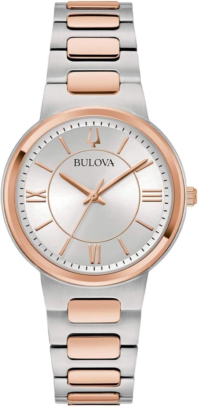 Orologio Bulova Donna Acciaio Argentato e Oro Rosa Solo Tempo _98L327