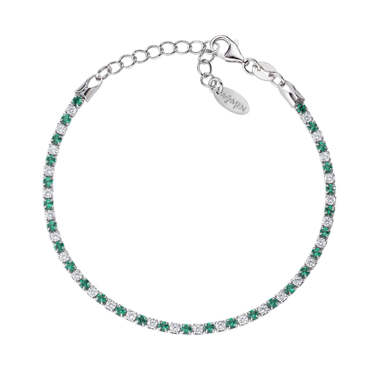 Bracciale Tennis Donna AMEN BTABBVE16 Argento 925% Pietre Verdi