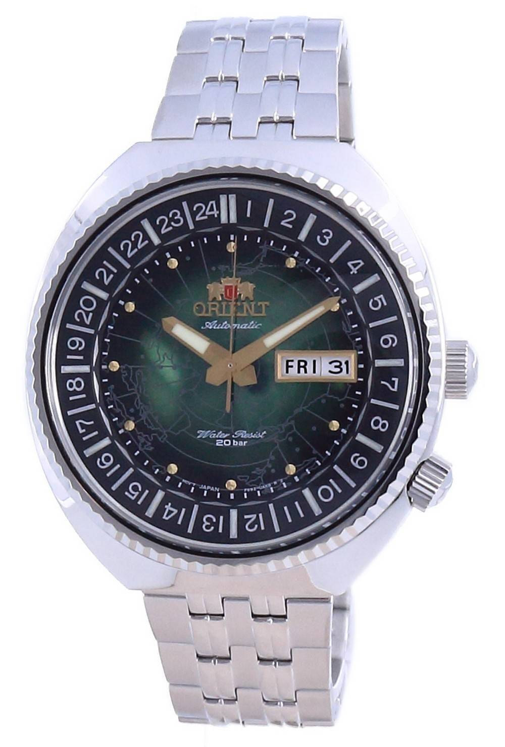 Orient World Map Revival Acciaio Inossidabile RA-AA0E02E19B 200M Orologio Uomo