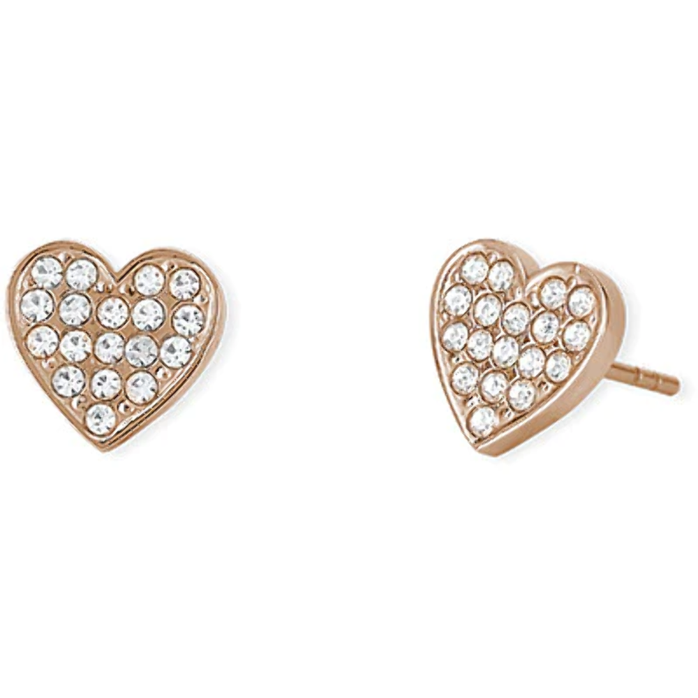 2JEWELS ORECCHINI A LOBO IN ACCIAIO ROSA CON CRISTALLI BIANCHI PER DONNA CUORE 2