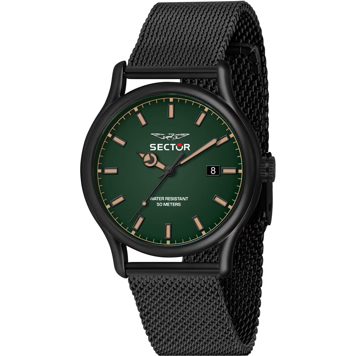 Sector 660 R3253517021 Orologio da uomo al quarzo in acciaio magli mesh IP Black