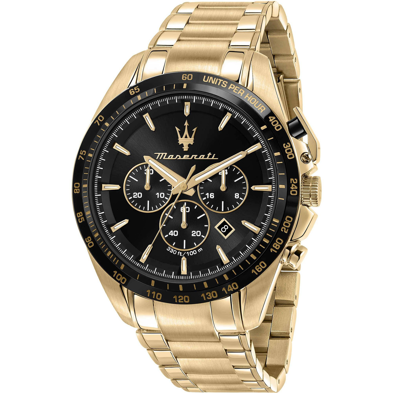 Orologio Maserati Traguardo uomo R8873612041 Acciaio Dorato Cronografo Nero 45mm