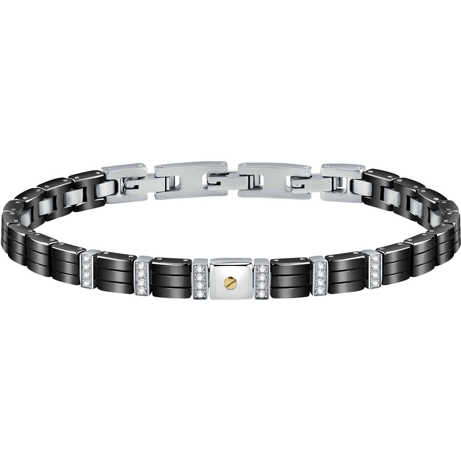 Bracciale Morellato Gold SATM15 Bracelet Acciaio Oro 18 Ct Uomo Ceramica Zirconi