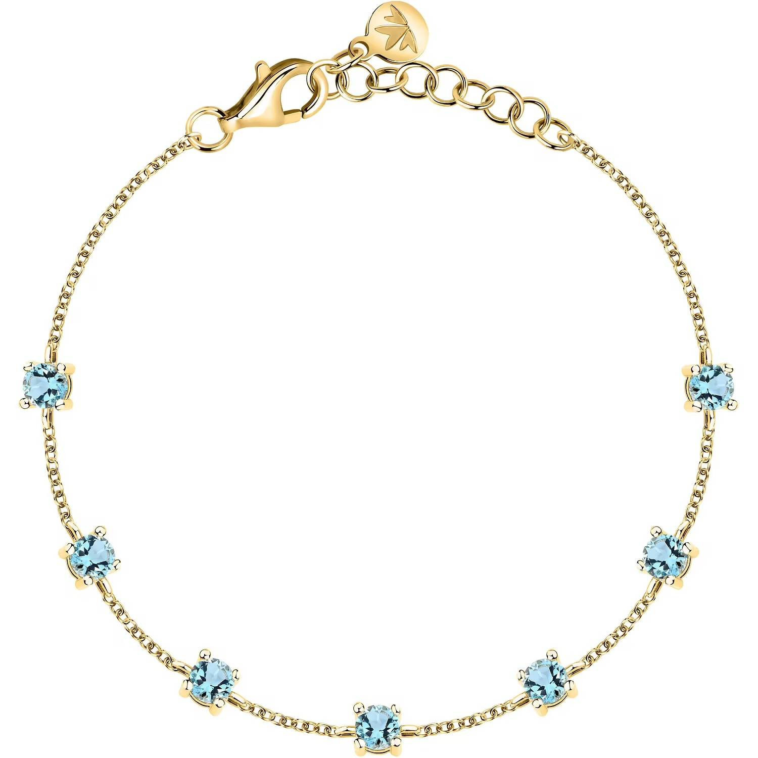 Bracciale Morellato Tesori SAIW305 Bracelet Donna Argento Dorato Zirconi Azzurri