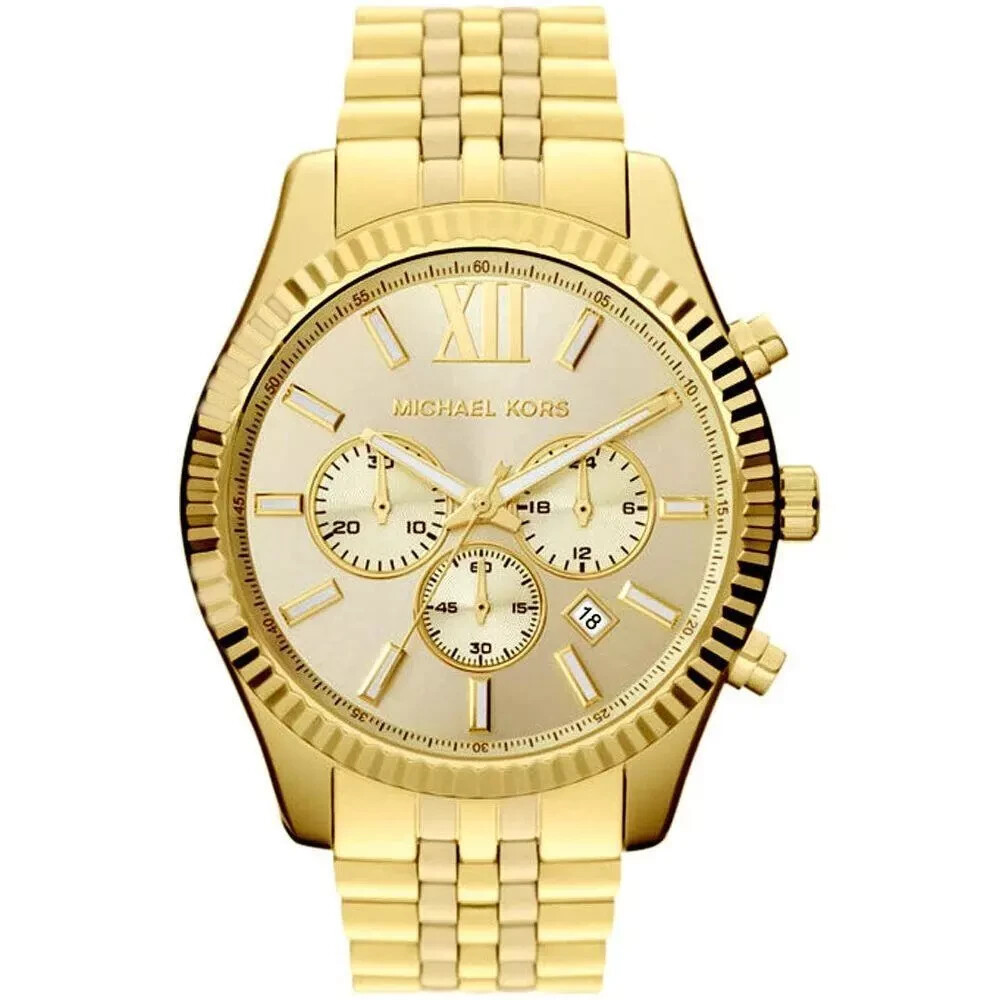 Michael Kors MK8281 Lexington Uomo - Orologio Cronografo Oro Acciaio Inox