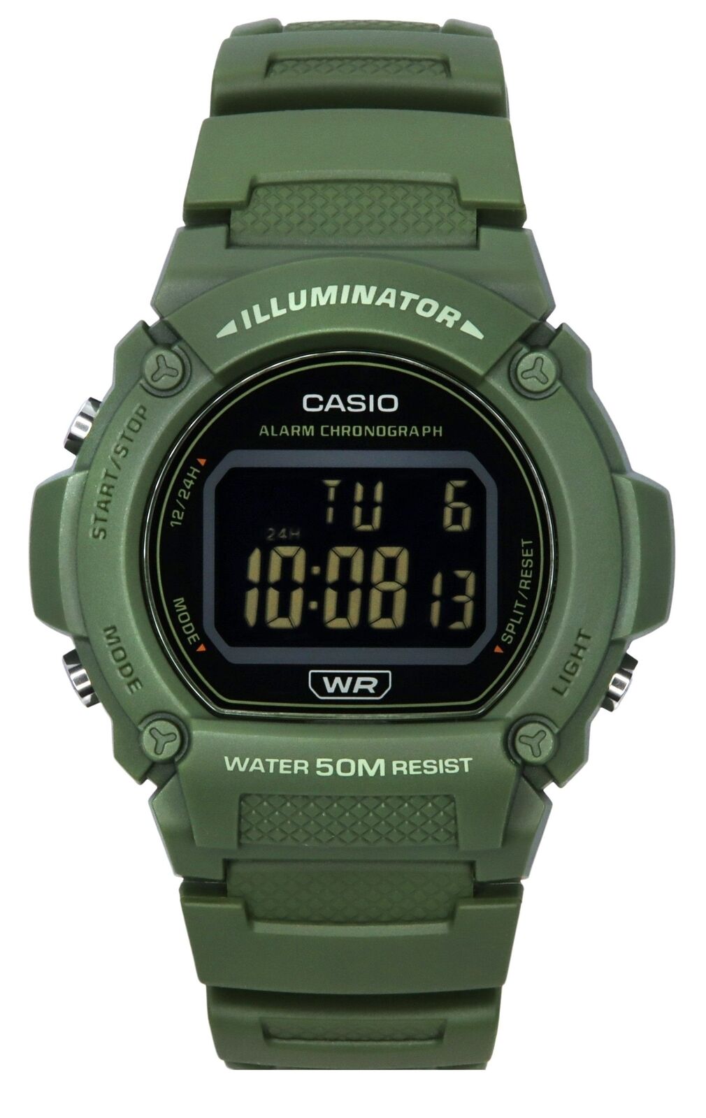 Casio Illuminator Digital Cinturino in Resina Verde W-219HC-3B Orologio da Uomo