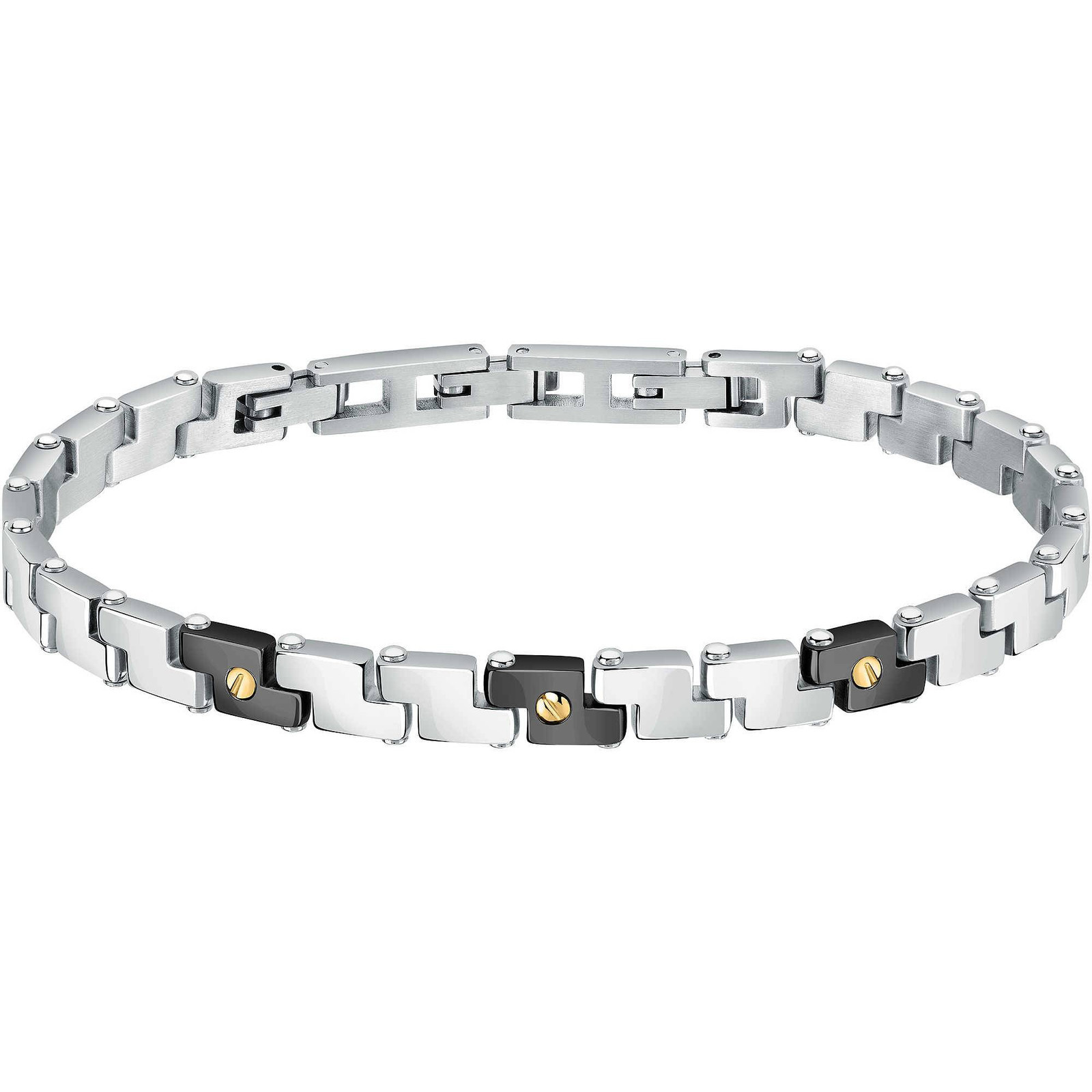 Bracciale Morellato Gold SATM18 Bracelet Acciaio nero Oro Giallo 18 Ct Uomo