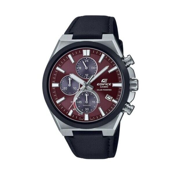 CASIO EDIFICE Mod. SPORT CHRONOGRAPHSOLAR POWERED, LEATHER- RED ***SPECIAL PRIC