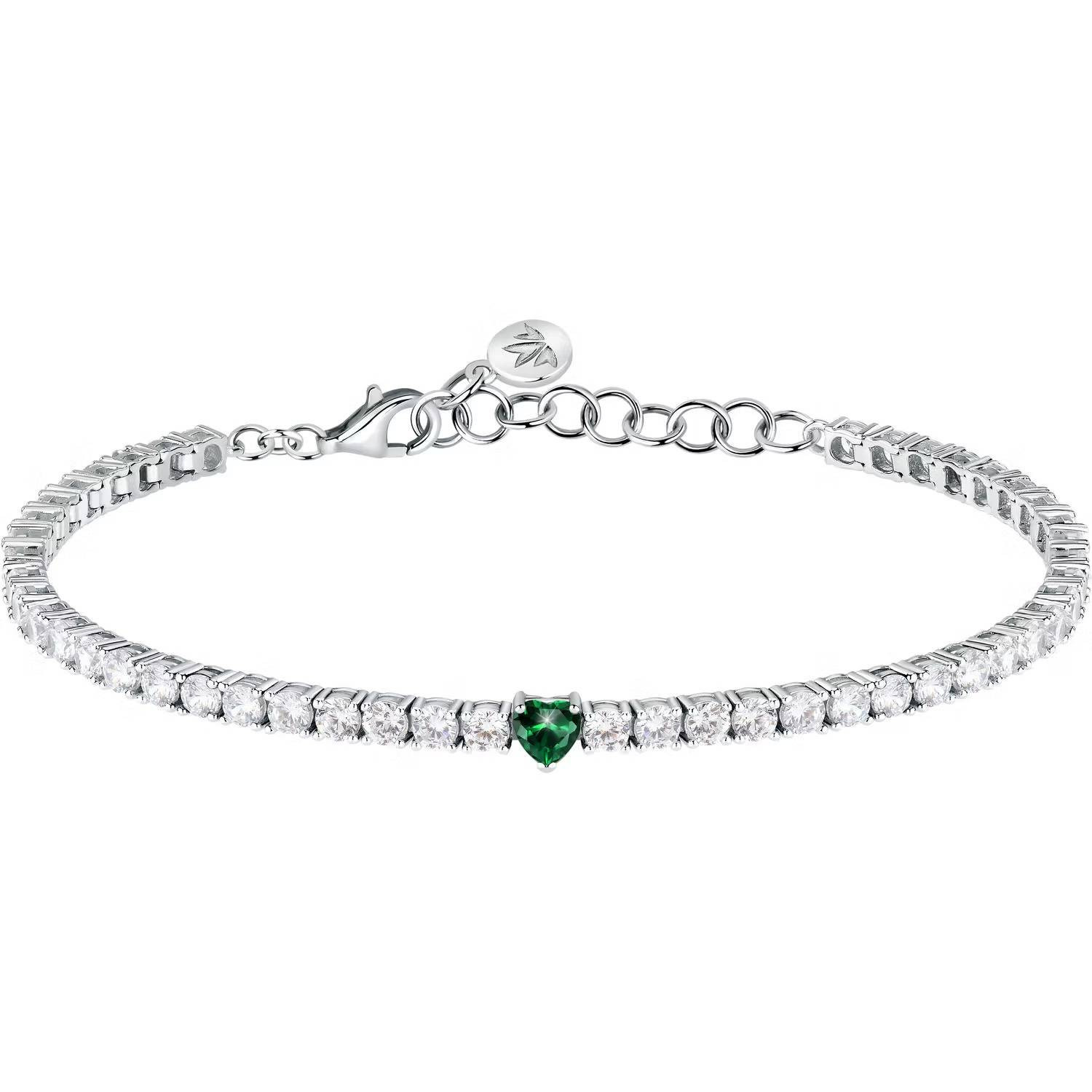 Bracciale Morellato Tesori SAIW169 Bracelet Donna Zirconi Tennis Cuore Verde