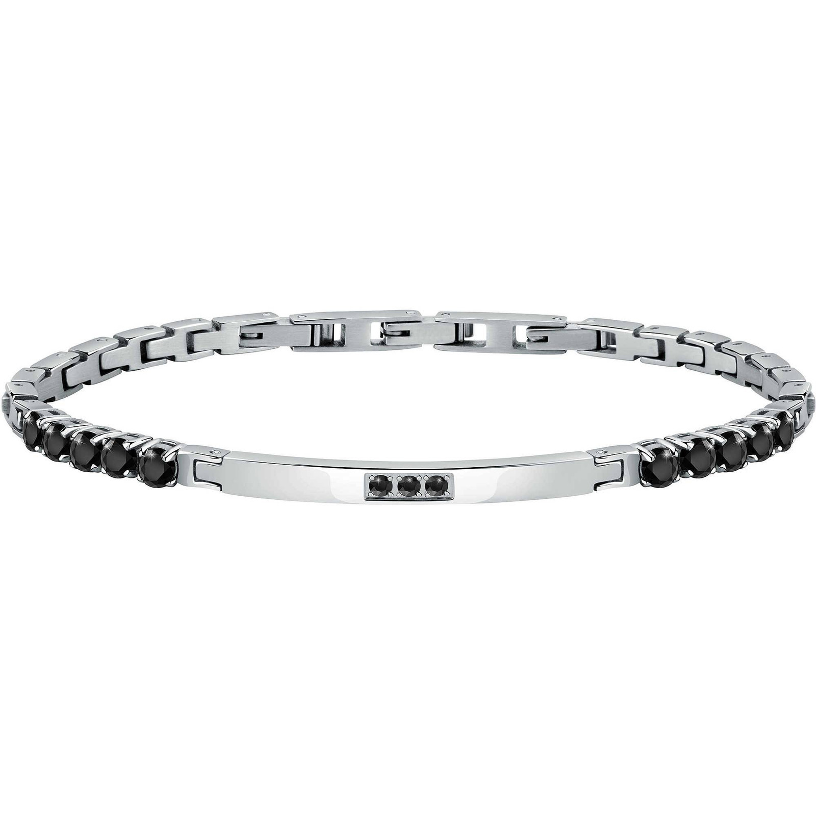 Bracciale Morellato Tennis SAEV47 Bracelet Acciaio Uomo Zirconi Nero Nuovo