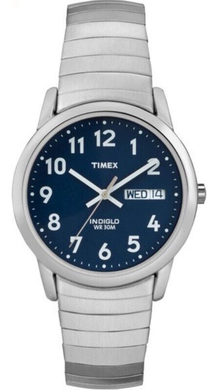 Timex da Uomo Facile Lettore Indiglo Estensore Orologio 35mm Impermeabile T20031