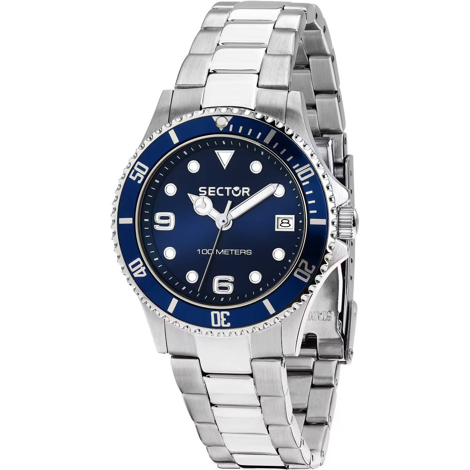 Orologio Sector 230 R3253161547 Diver Watch Donna 35mm Blu Acciaio data