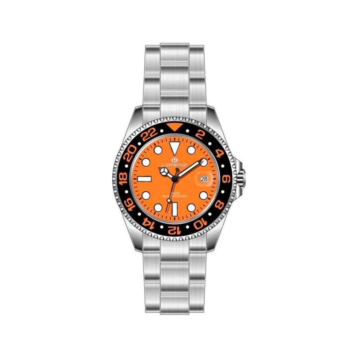 Orologio Uomo LORENZ 21066EE Bracciale Acciaio Arancio Sub 100mt