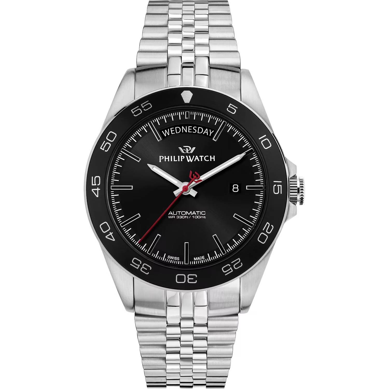 Orologio Philip Watch Caribe Sport Automatico R8223597112 Acciaio Nero 42mm