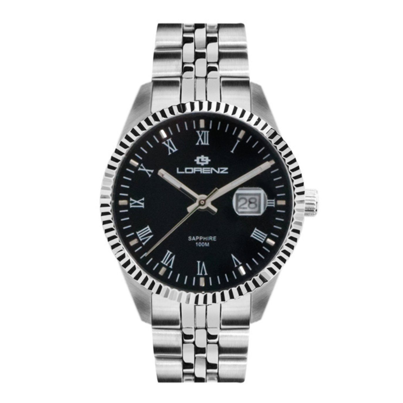 Orologio LORENZ donna Ginevra date acciaio / nero 30120CC