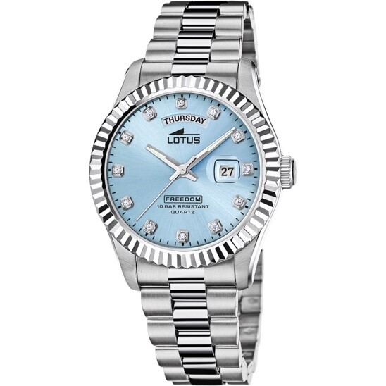LOTUS WATCHES Mod. FREEDOM Day Date LIGHT BLUE, CRYSTAL INDEXES 14245373