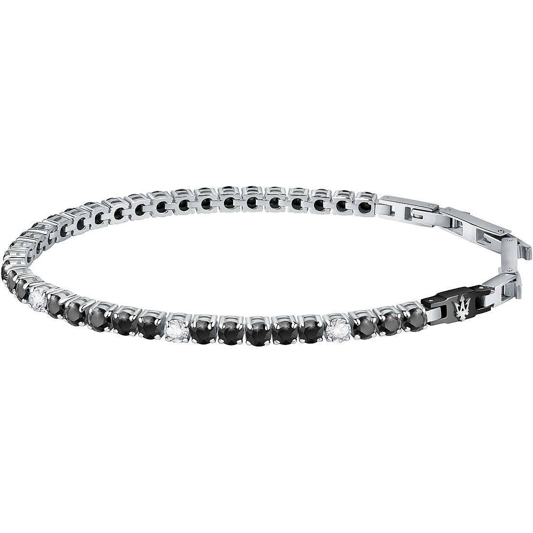 Bracciale Maserati Jewels JM222AVC05 Bracelet Acciaio Tennis Zirconi Neri Uomo