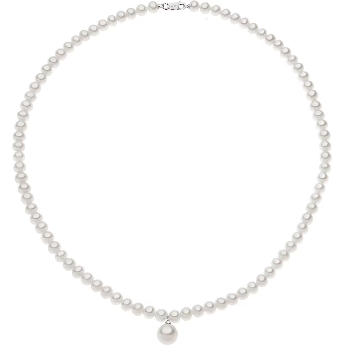 Collana girocollo filo perle centrale diamante e perla oro 18 kt Comete FWQ 265