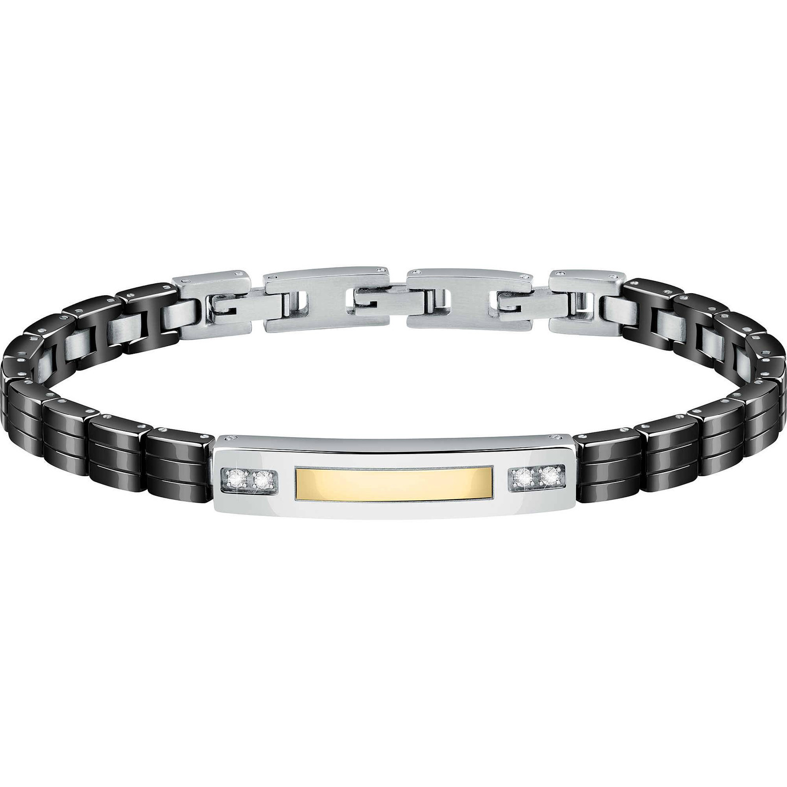 Bracciale Morellato Gold SATM11 Bracelet Acciaio Oro 18 Ct Zirconi Uomo Ceramica