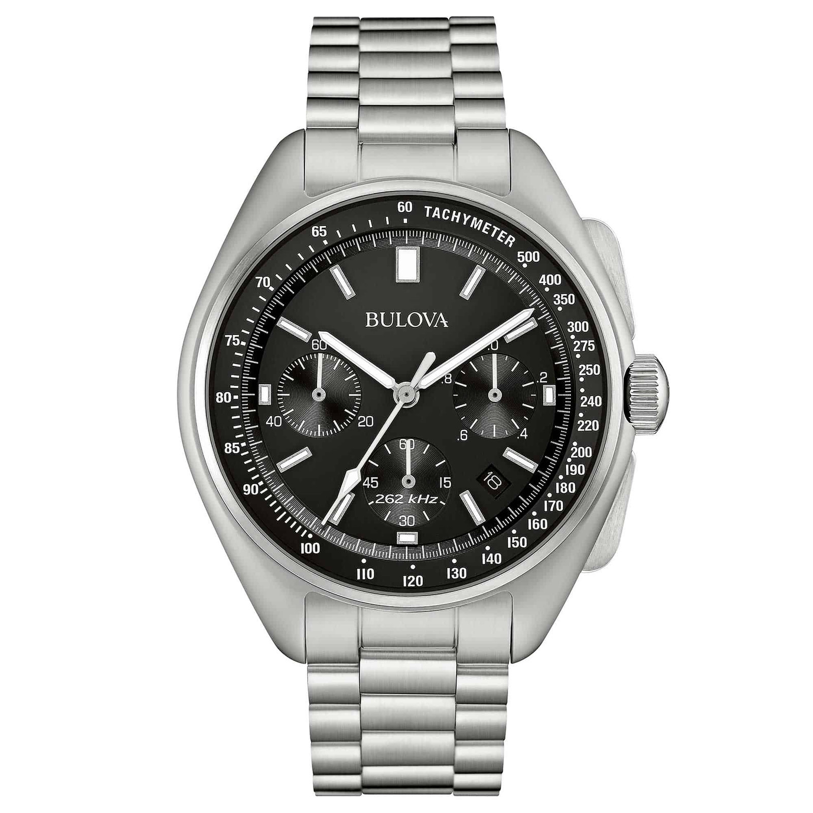 Orologio Uomo Crono Bulova Lunar Pilot 45 mm 96B258 Quadrante Nero e Tachimetro