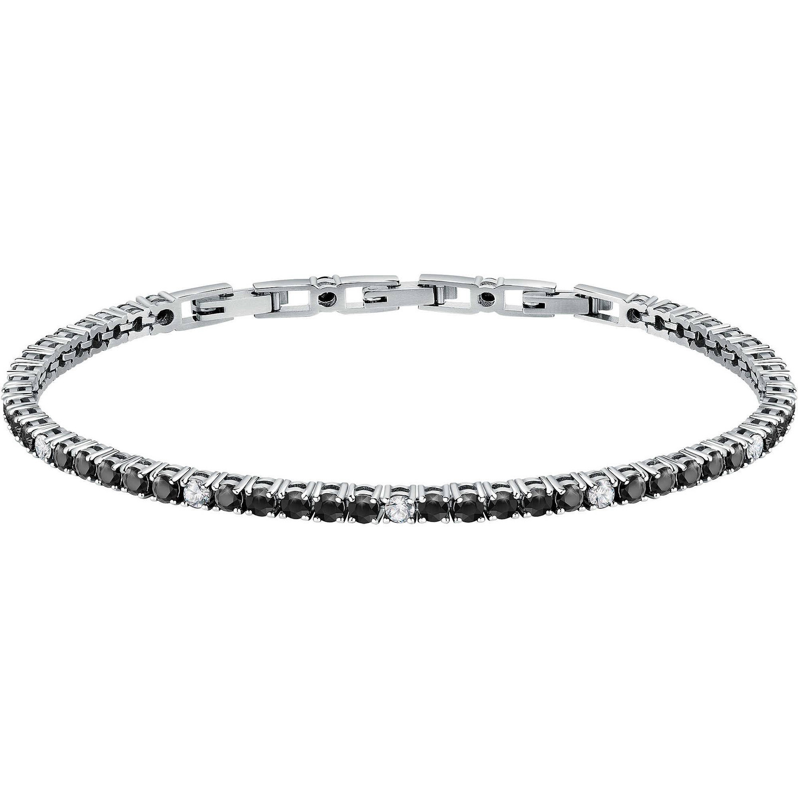 Bracciale Morellato Tennis SATT10 Bracelet Argento Uomo Zirconi Neri e bianchi