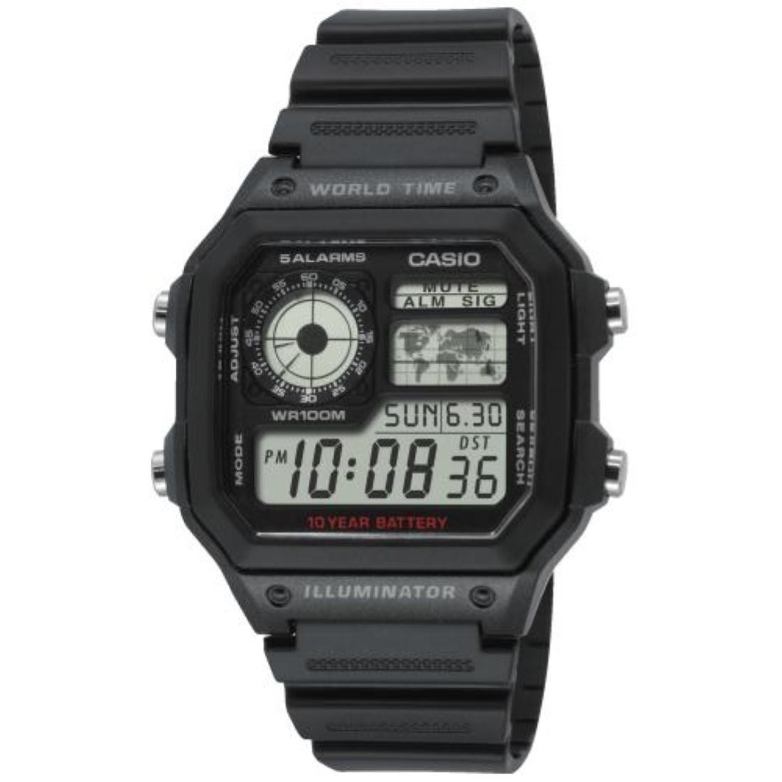 OROLOGIO CASIO DA POLSO DIGITALE AE-1200WH-1AVEF NERO 10 BAR GOMMA