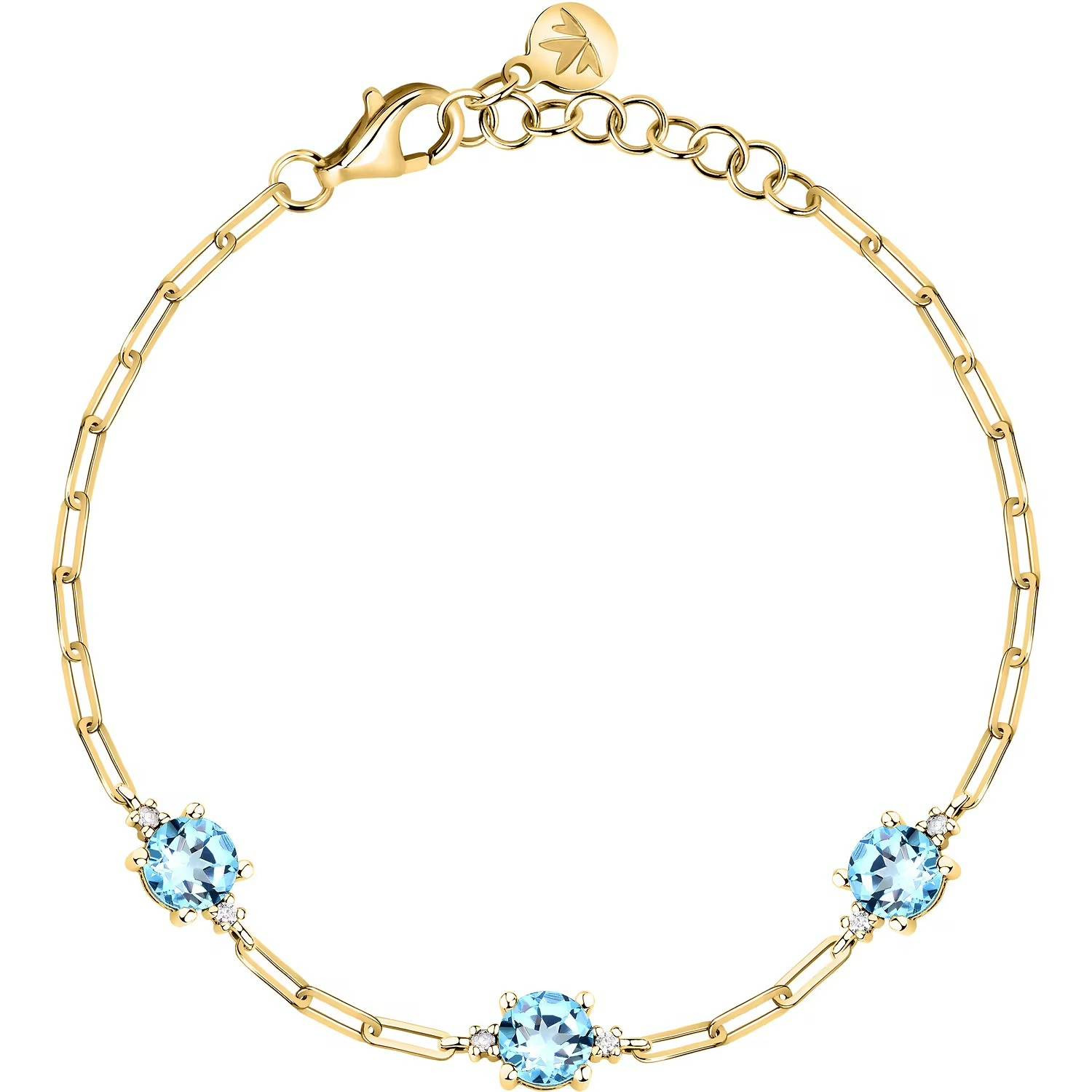 Bracciale Morellato Tesori SAIW304 Bracelet Donna Argento Dorato Zirconi Azzurri