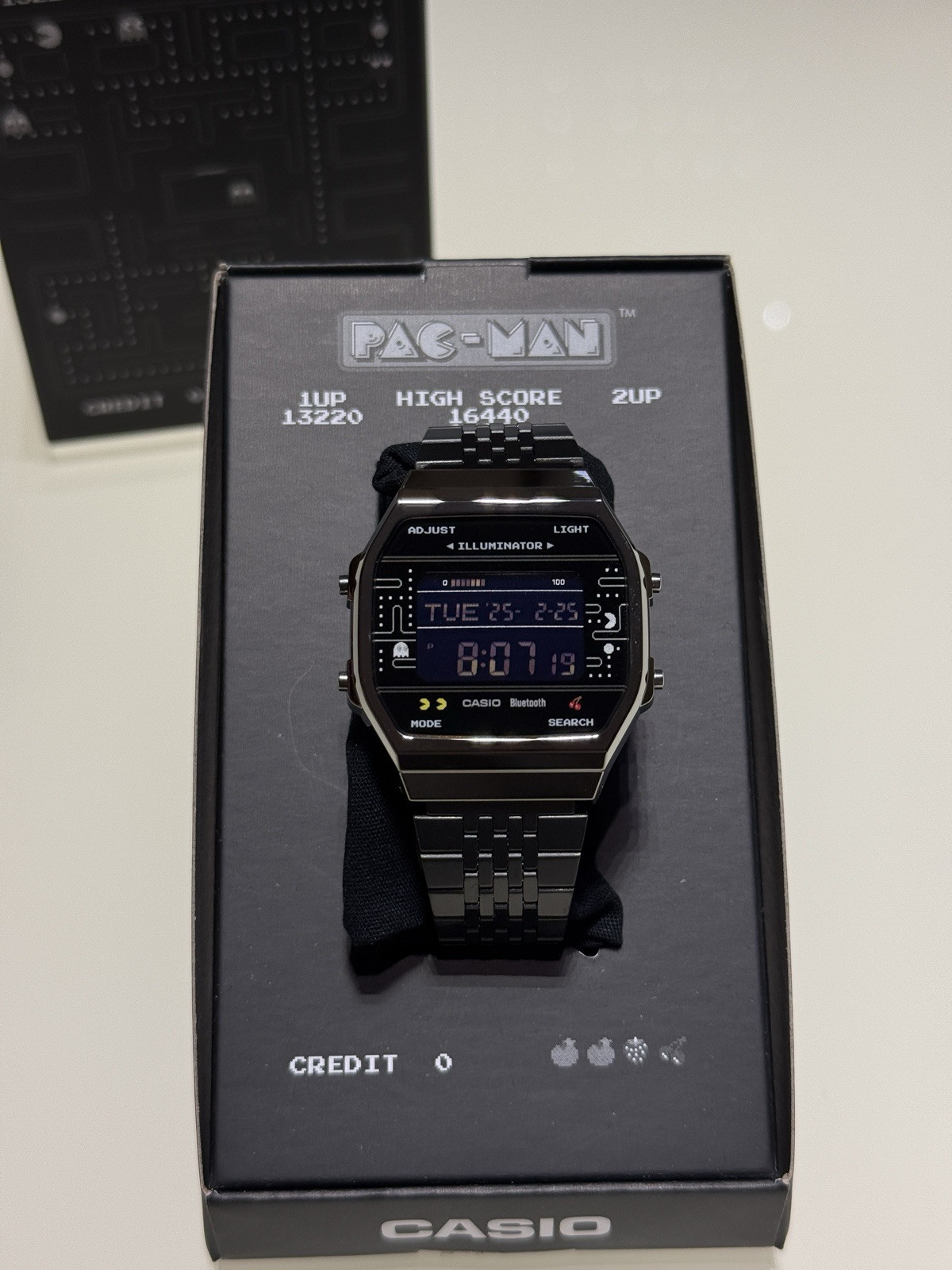 Orologio Uomo CASIO ABL-100WEPC-1BER PAC MAN Acciaio Nero Bluetooth Chrono