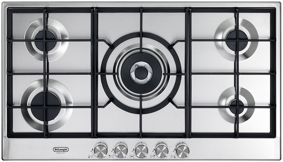 De Longhi Piano cottura a Gas 5 fuochi 90 cm griglie in ghisa NSL 590 X