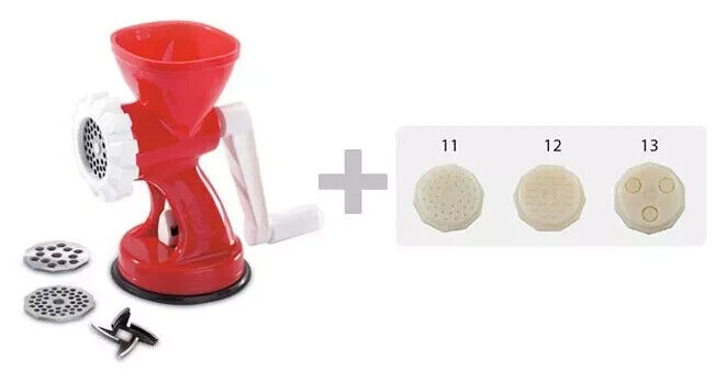 TRITACARNE PLASTICA CON ACCESSORI  RIGAMONTI TRAFILE PER PASTA E CARNE